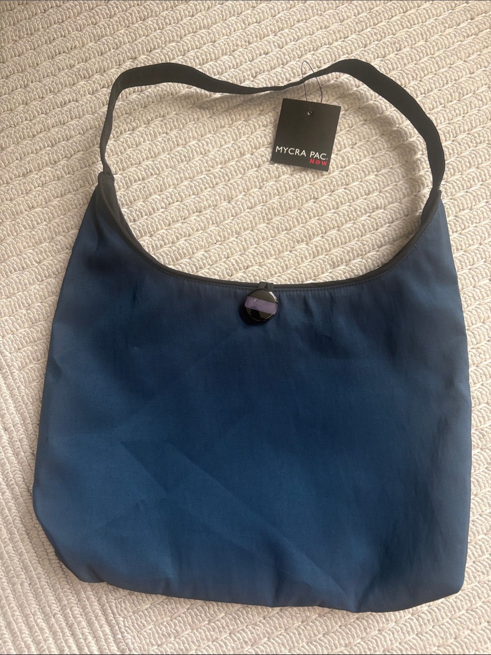 Mycra Pac Blue Shoulder Bag with Black Strap